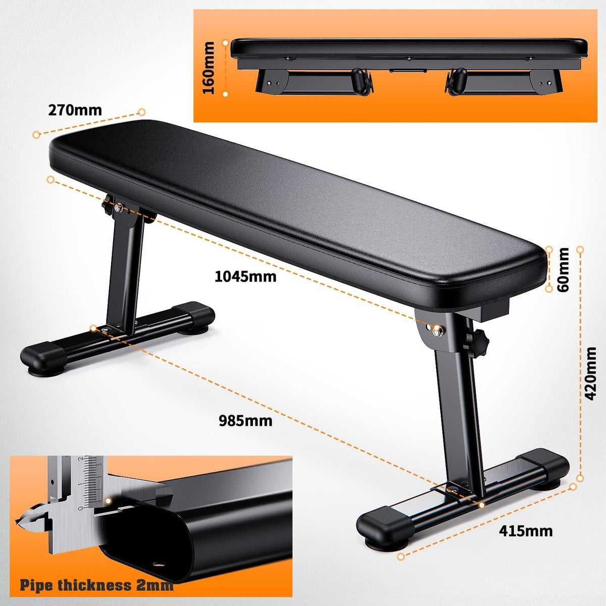 Foldable Flat Home Weight Training Bench