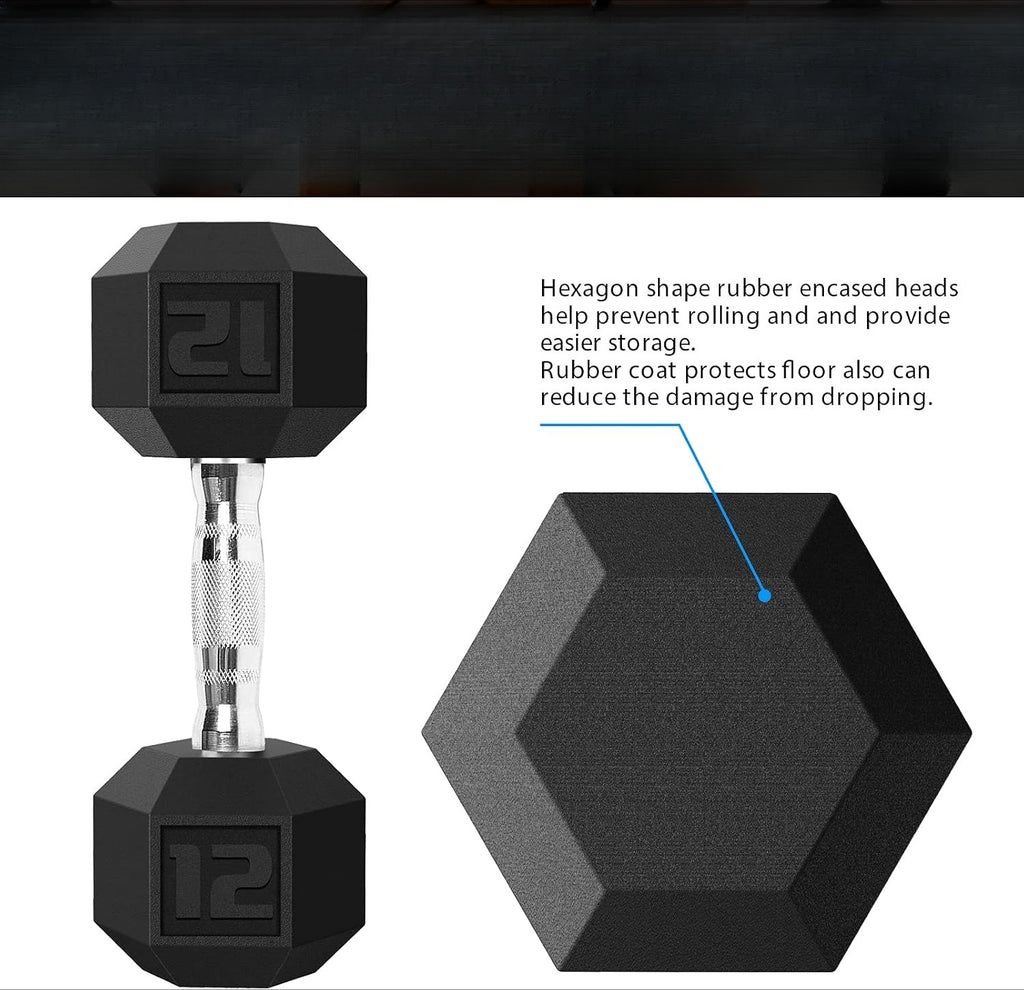Rubber Hex Cast Iron Dumbbell Weight Pair
