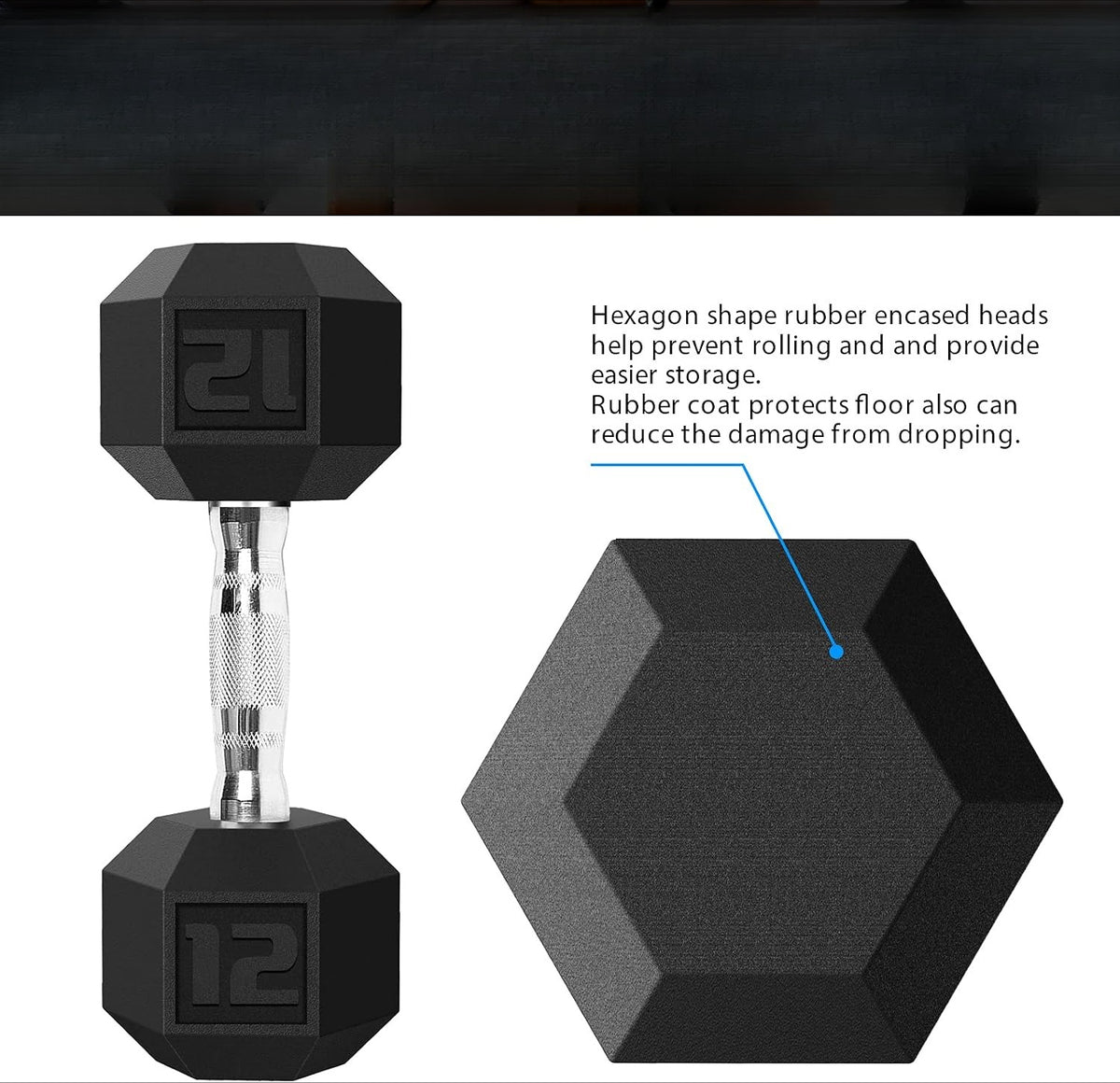 Rubber Hex Cast Iron Dumbbell Weight Pair
