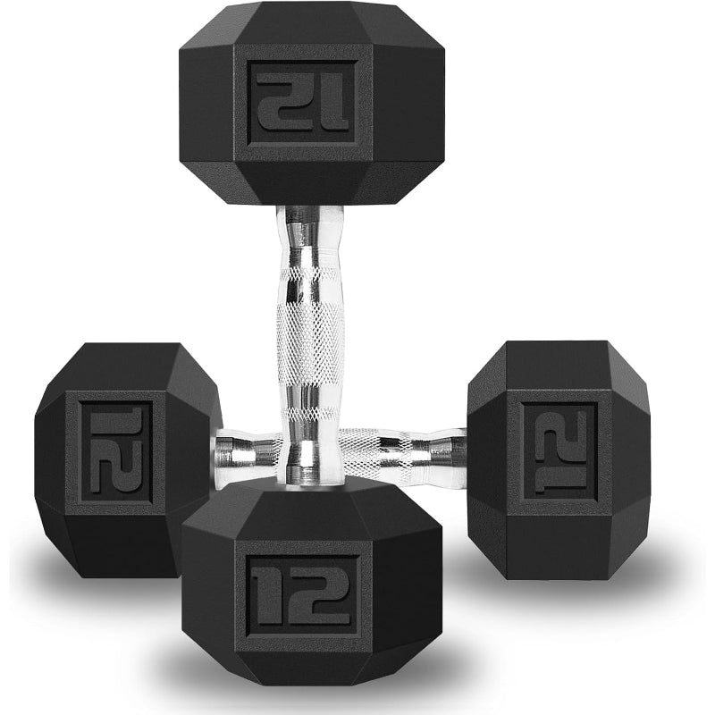 Rubber Hex Cast Iron Dumbbell Weight Pair