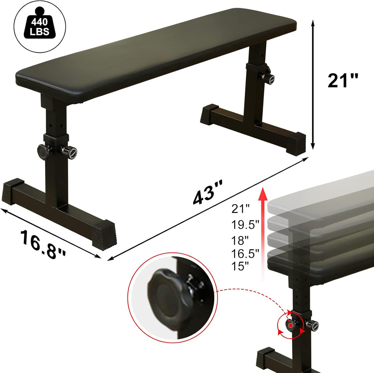 Adjustable Flat Home Gym Weight Workout Bench