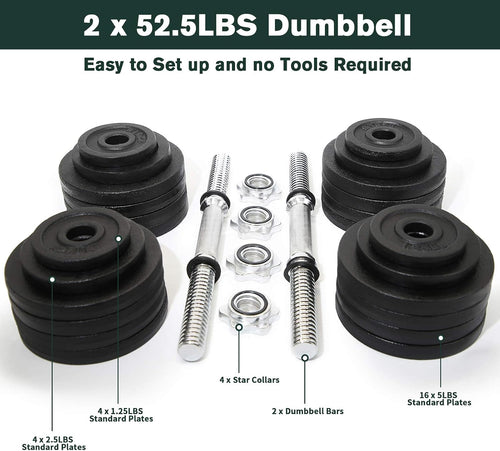 Cast Iron Adjustable Dumbbell Weight Set