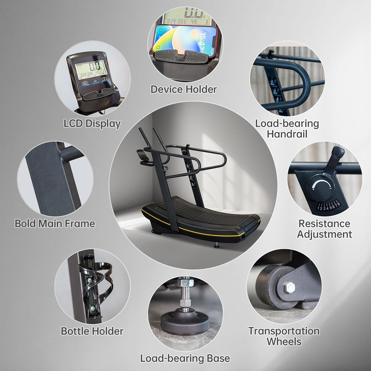 Home Gym Curved Manual Treadmill