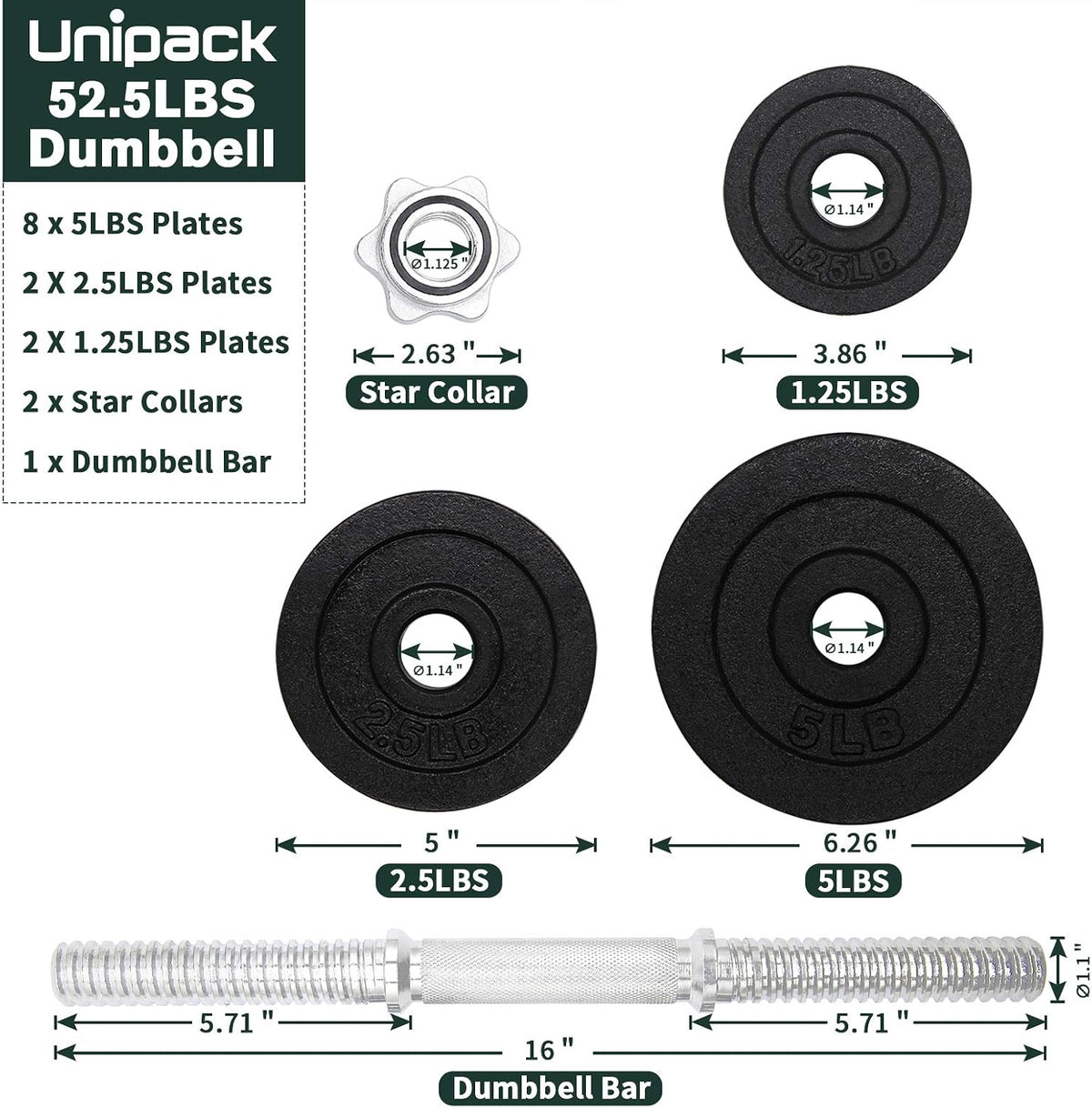 Cast Iron Adjustable Dumbbell Weight Set