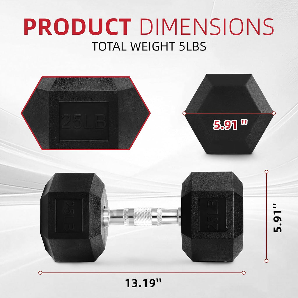 Rubber Hex Home Gym Strength Dumbbell Set