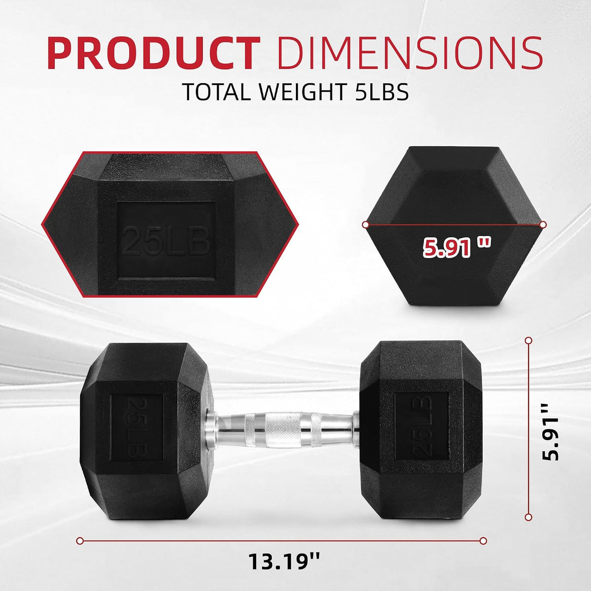 Rubber Hex Home Gym Strength Dumbbell Set