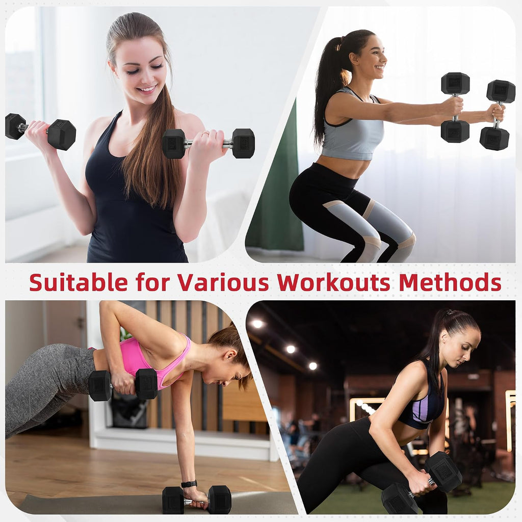 Rubber Hex Home Gym Strength Dumbbell Set