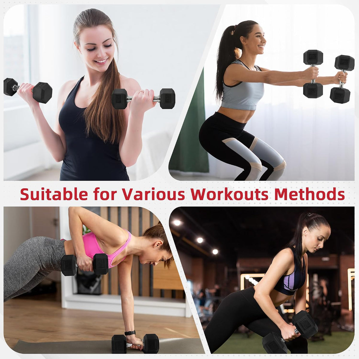 Rubber Hex Home Gym Strength Dumbbell Set