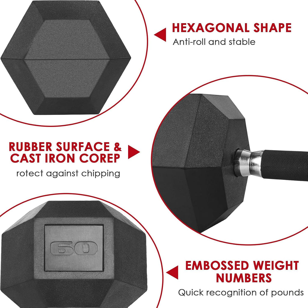 Rubber Hex Cast Iron Fitness Dumbbell