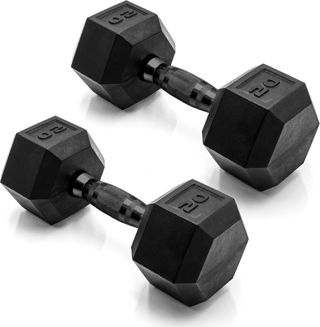 Hex Rubber Coated Dumbbells